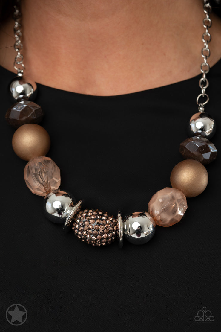 Paparazzi Accessoreis A Warm Welcome Brown and Copper Necklace Set