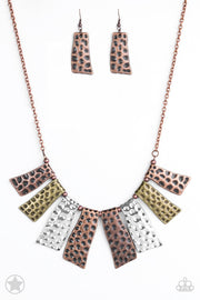 Paparazzi Accessories A Fan of the Tribe Copper Blockbuster Necklace Set