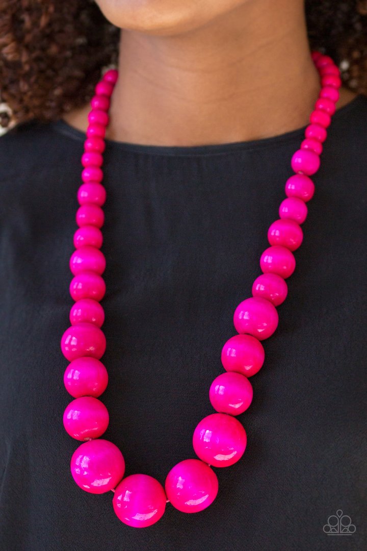 Paparazzi Effortlessly Everglades Pink Wooden Necklace