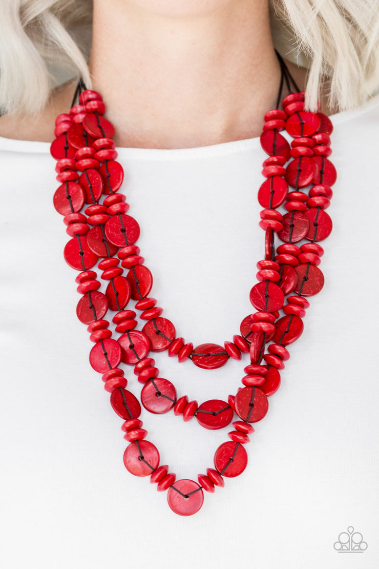 Paparazzi Accessories Barbados Bopper Red Necklace Set