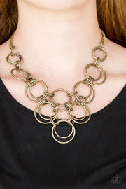 Paparazzi Accessories Ringing Off The Hook Brass Necklace Set