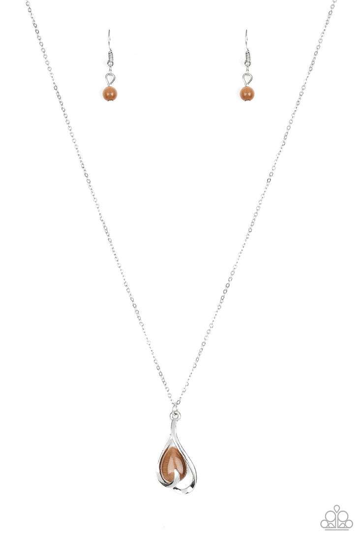 Paparazzi Accessories Tell Me A Love Story Brown Necklace Set