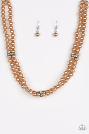 Paparazzi Accessories Put On Your Party Dress Brown Necklace Set