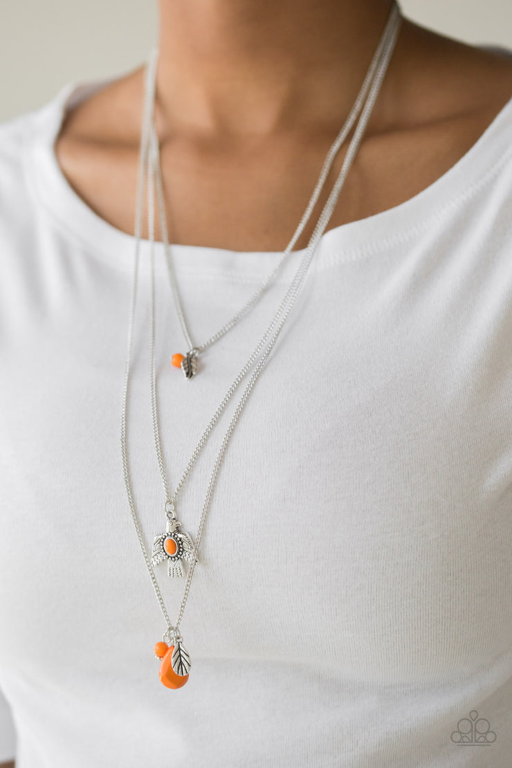 Paparazzi Accessories Soar With The Eagles Orange Necklace Set