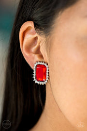Paparazzi Accessories Downtown Dapper Red Clip-On Earrings