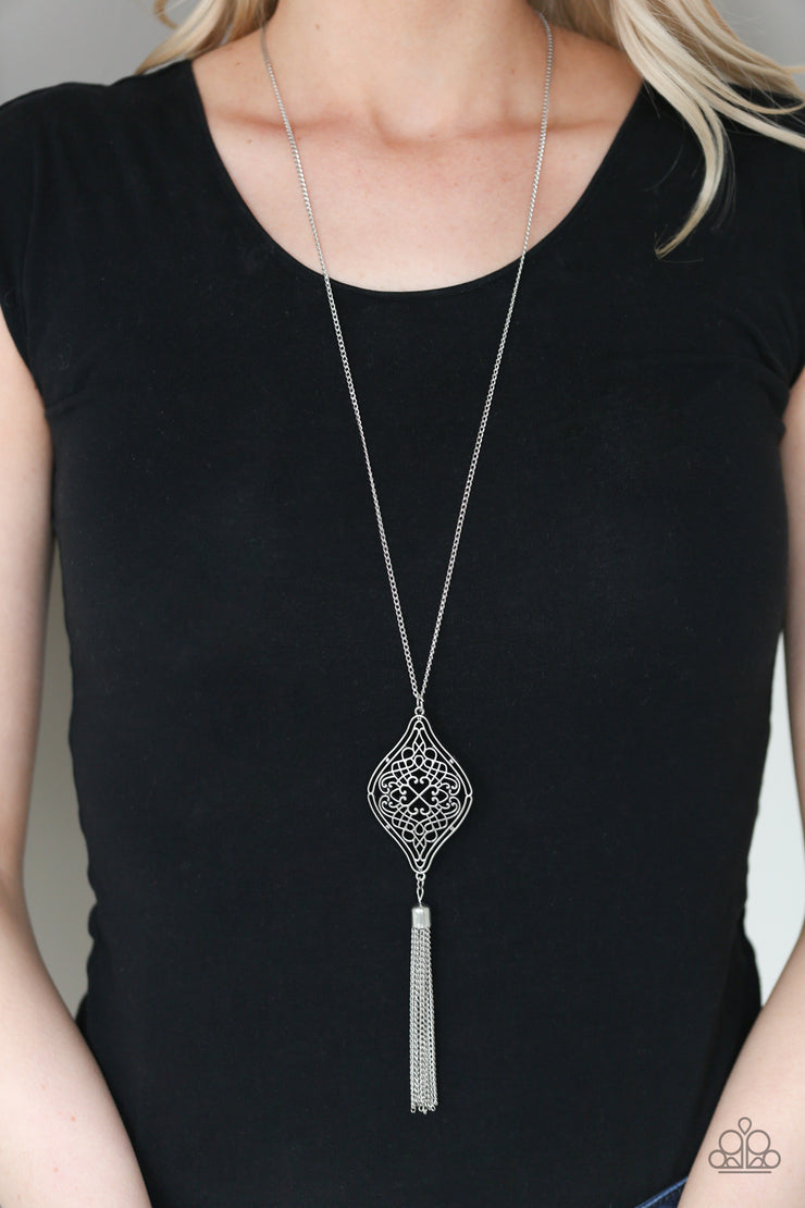 Paparazzi Accessories Totally Worth The TASSEL Silver Necklace Set