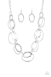Paparazzi Accessories Bend OVAL Backwards - Silver Necklace Set