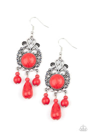 Paparazzi Accessories Stone Bliss - Red Earrings