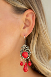 Paparazzi Accessories Stone Bliss - Red Earrings