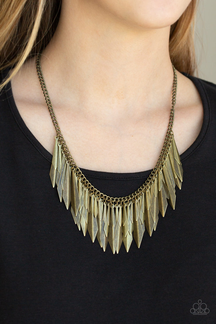 Paparazzi Accessories The Thrill-Seeker Brass Necklace Set