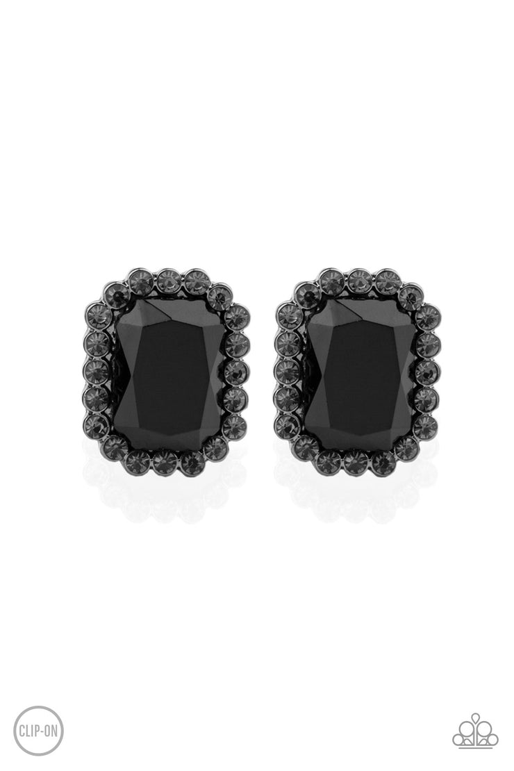 Paparazzi Accessories Glitter Enthusiast Black  Clip-On Earrings