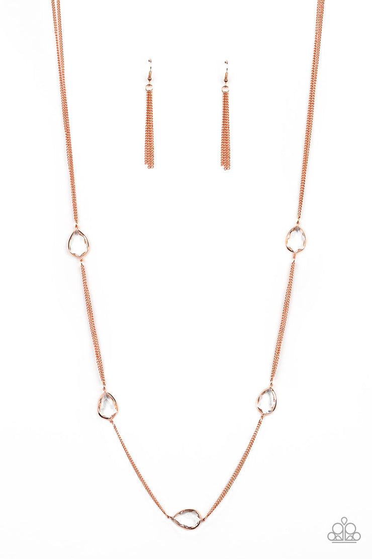 Paparazzi Accessories Teardrop Timelessness - Copper Necklace Set
