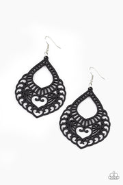 Paparazzi Accessories If You WOOD Be So Kind - Black Wood Earrings