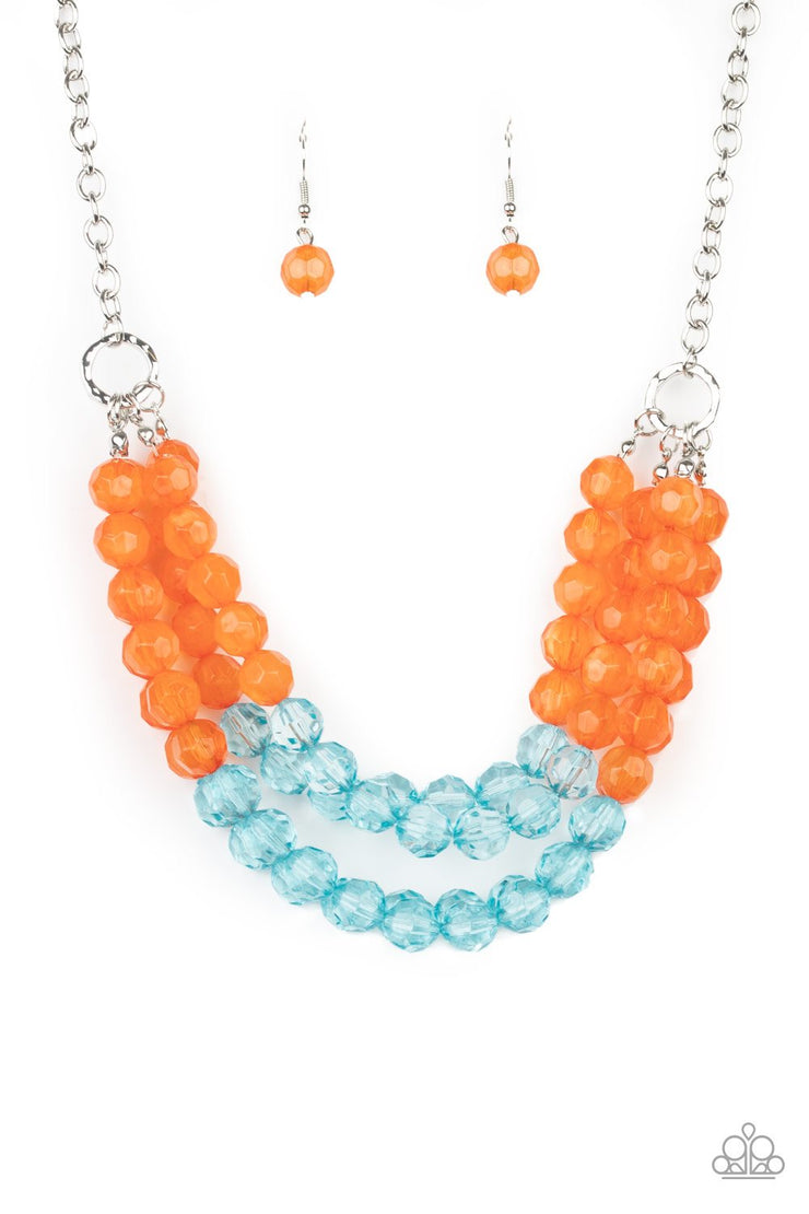 Paparazzi Accessories Summer Ice Orange and Blue Necklace Set