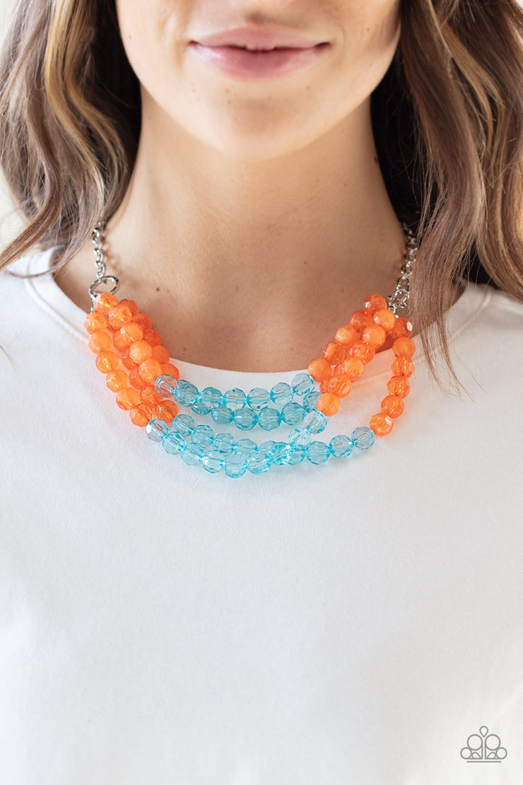 Paparazzi Accessories Summer Ice Orange and Blue Necklace Set