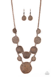 Paparazzi Accessories Metallic Patchwork Copper Necklace Set