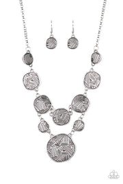 Paparazzi Accessories Metallic Patchwork - Silver Necklace Set