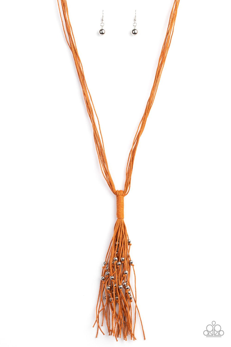 Paparazzi Accessories HAND-KNOTTED KNOCKOUT - ORANGE NECKLACE