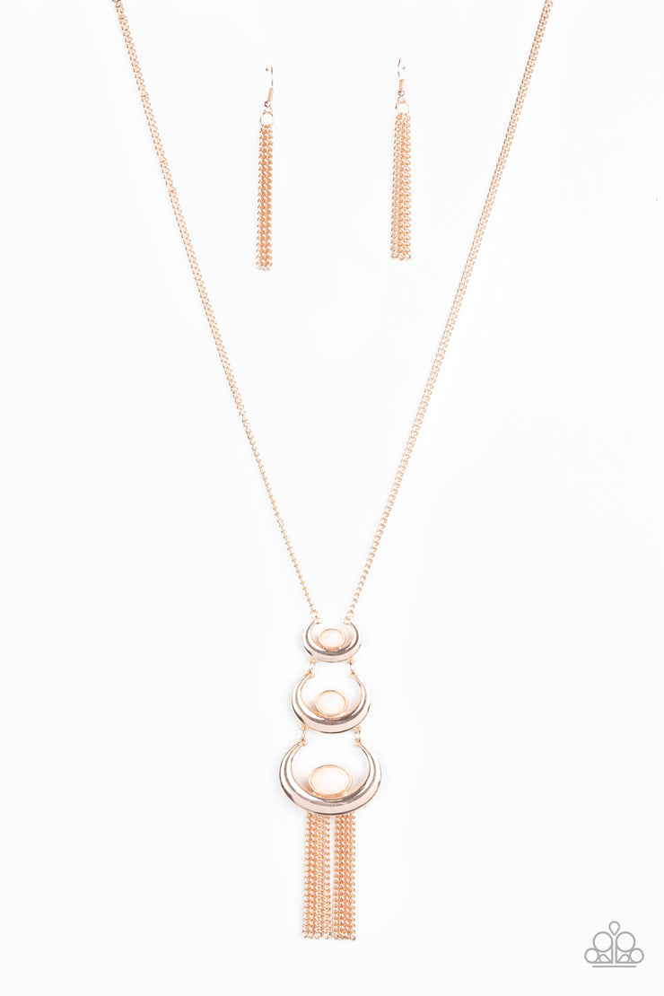 Paparazzi Accessories As MOON As I Can Rose Gold Necklace Set