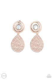Paparazzi Accessories Emblazoned Edge Rose Gold Clip-On Earrings
