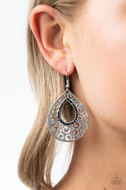 Paparazzi Accessories Airy Applique Black Earrings