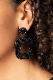 Paparazzi Accessories Beaded Bella - Black Earrings