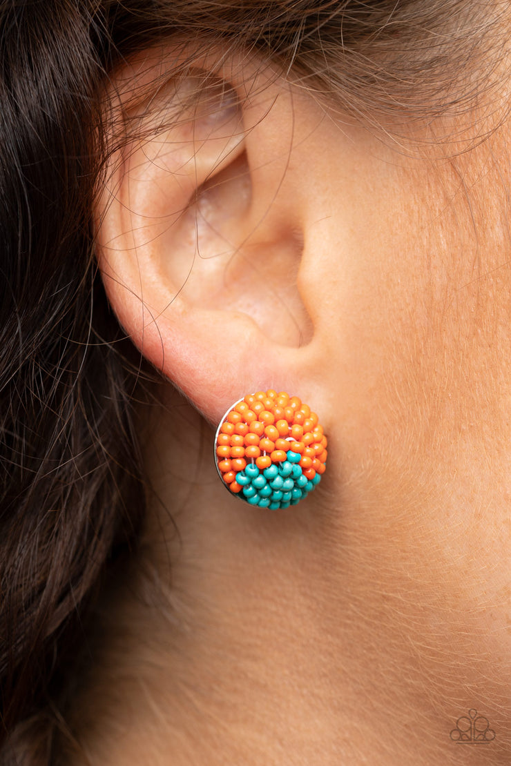 Paparazzi Accessories As Happy As Can BEAD Orange Earrings