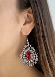 Paparazzi Accessories Eat, Drink, and BEAM Merry Red Earrings