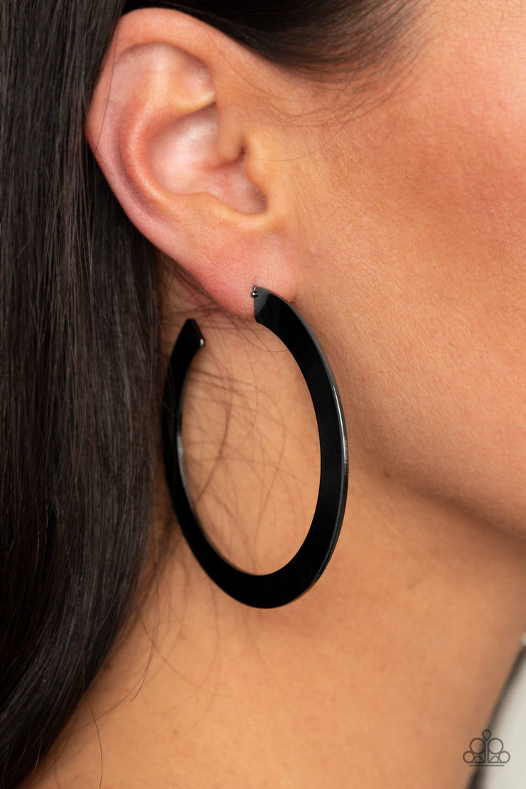 Paparazzi Accessories The Inside Track - Black Hoop Earrings