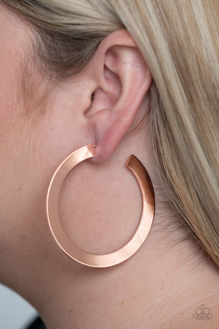 Paparazzi Accessories The Inside Track - Copper Hoop Earrings