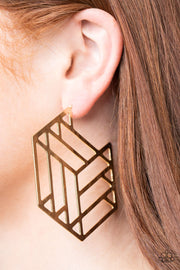 Paparazzi Accessories Gotta Get GEO-ing - Gold Hoop Earrings