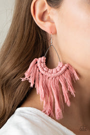 Paparazzi Accessories Wanna Piece Of MACRAME? - Pink Earrings