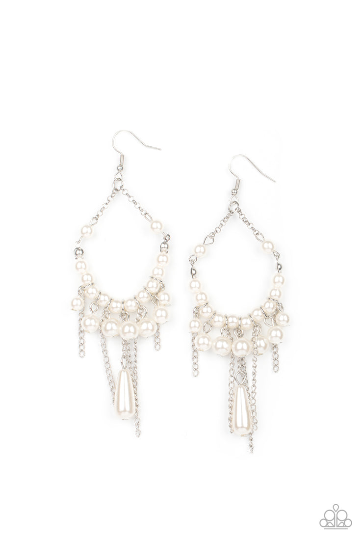 Paparazzi Accessories Party Planner Posh - White Earrings