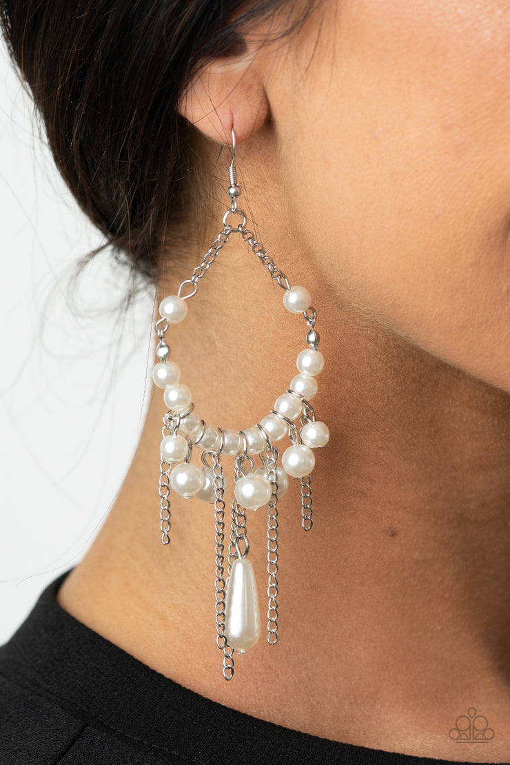 Paparazzi Accessories Party Planner Posh - White Earrings
