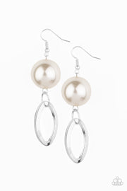 Paparazzi Accessories Big Spender Shimmer White Earrings