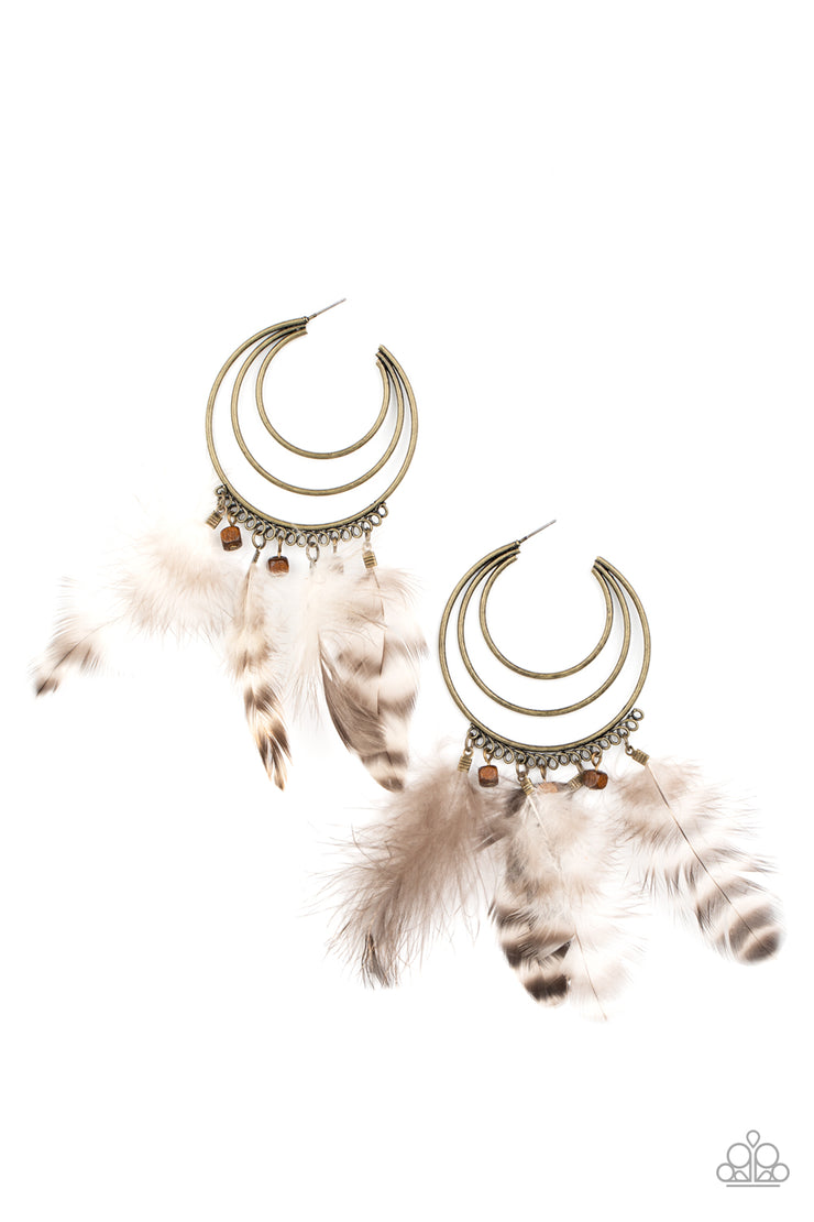 Paparazzi Accessories Freely Free Bird Brass Earrings
