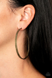 Paparazzi Accessories Lean Into The Curves Brass Hoop Earrings