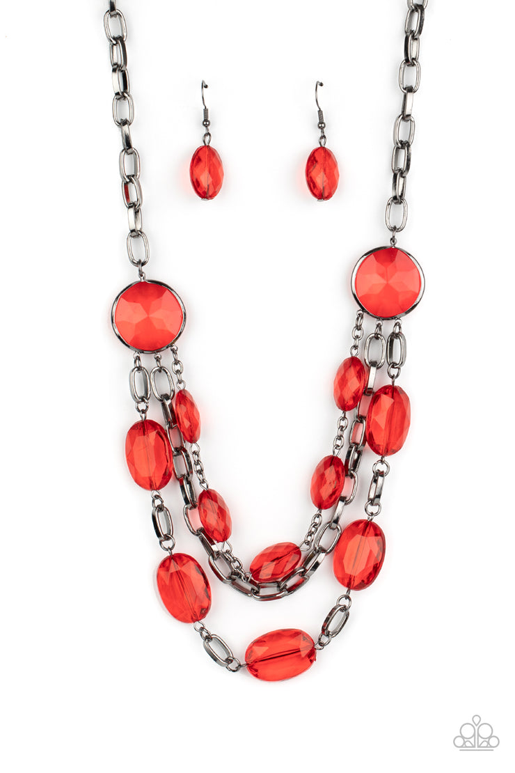 Paparazzi Accessories I Need a GLOW-cation - Red Necklace Set