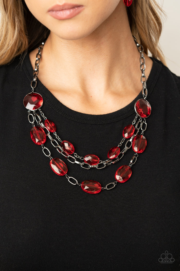 Paparazzi Accessories I Need a GLOW-cation - Red Necklace Set