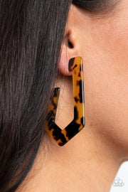 Paparazzi Earring ~ Flat Out Fearless - Multi Brown Earrings