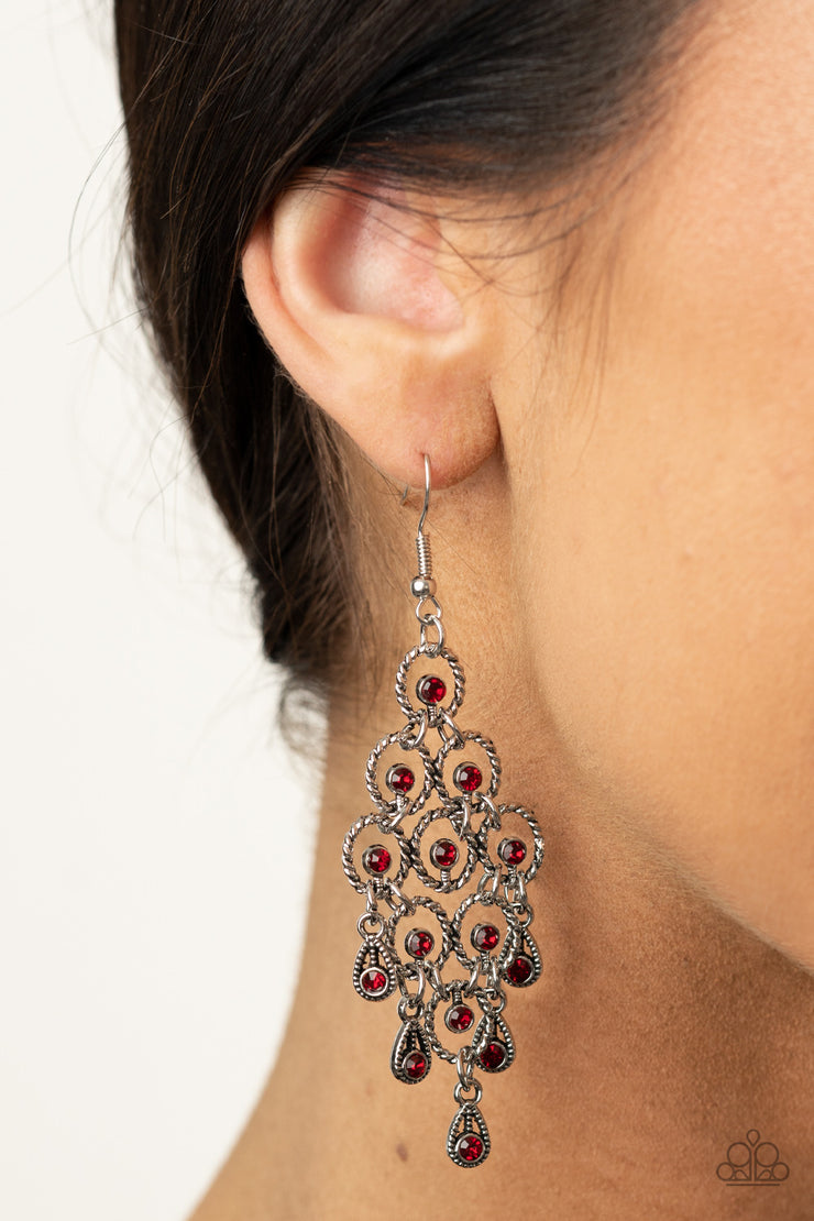 Paparazzi Accessories Chandelier Cameo - Red Earrings