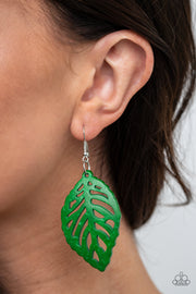 Paparazzi Accessories LEAF Em Hanging - Green Earrings