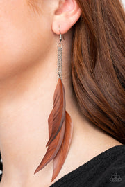 Paparazzi Accessories West Side Western - Brown Earrings