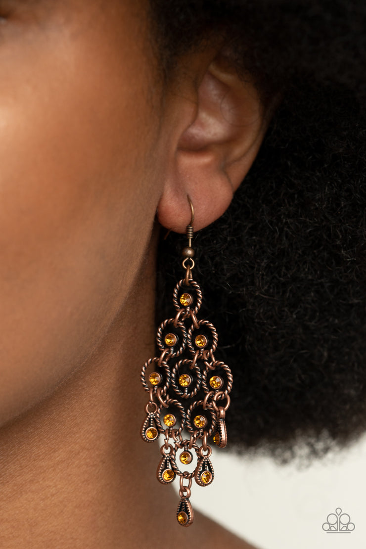 Paparazzi Accessories Chandelier Cameo - Copper Earrings