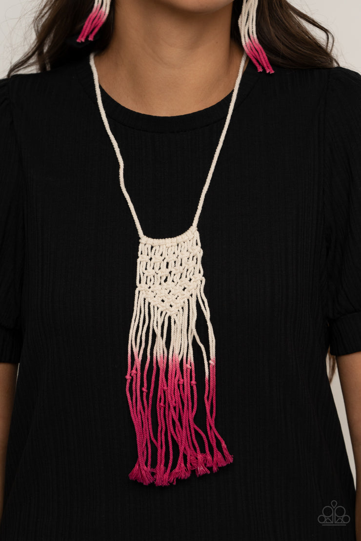 Paparazzi Accessories Surfin The Net Pink Necklace Set