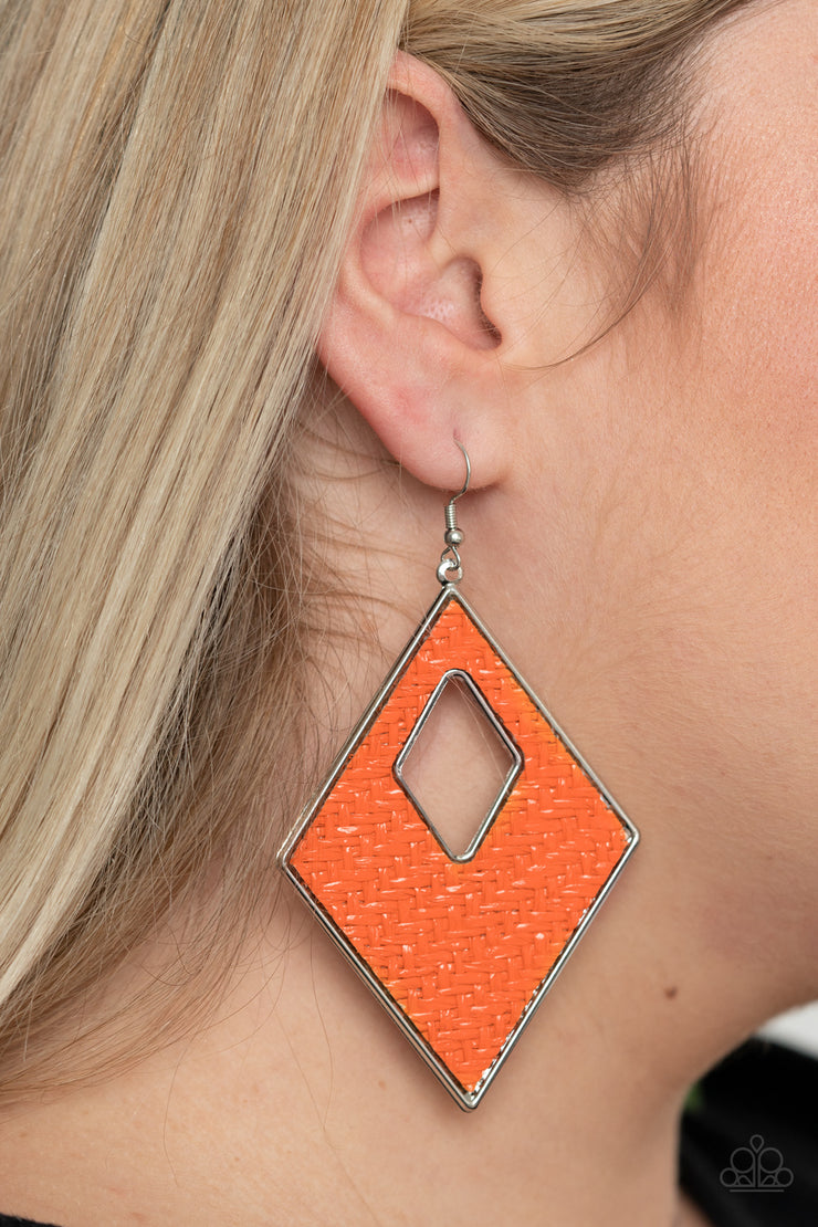 Paparazzi Accessories Woven Wanderer Orange Earrings