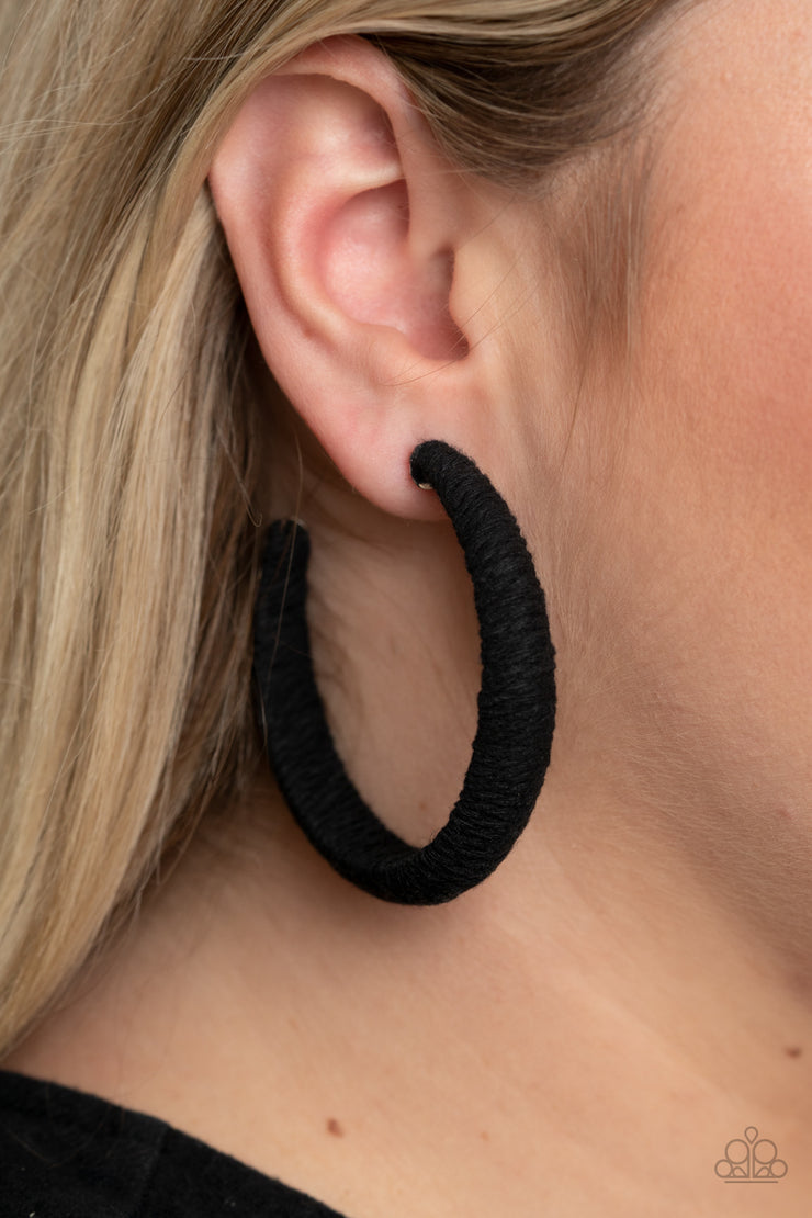 Paparazzi Accessories TWINE and Dine Black Earrings