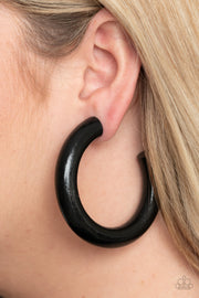Paparazzi Accessories I WOOD Walk 500 Miles Black Earrings