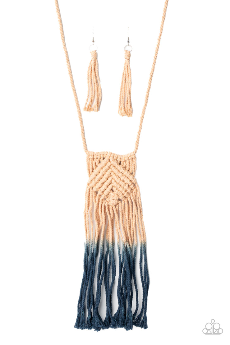 Paparazzi Accessories Look At MACRAME Now Blue Necklace Set