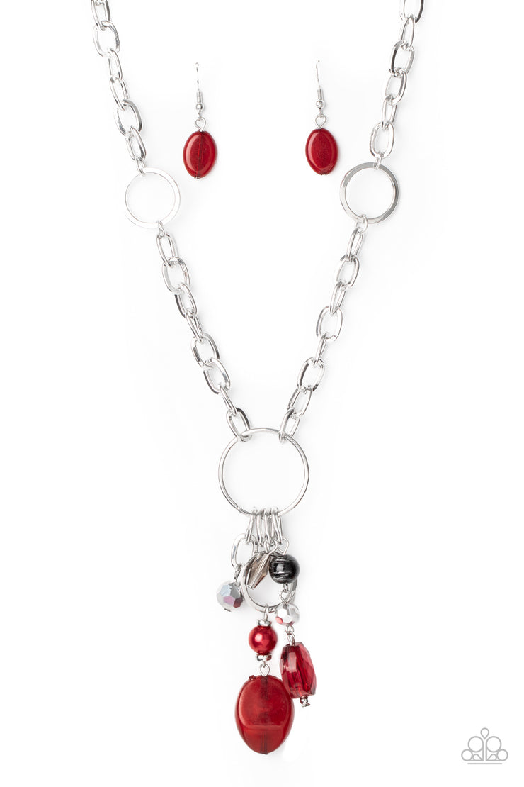 Paparazzi Accessories Lay Down Your CHARMS - Red Necklace